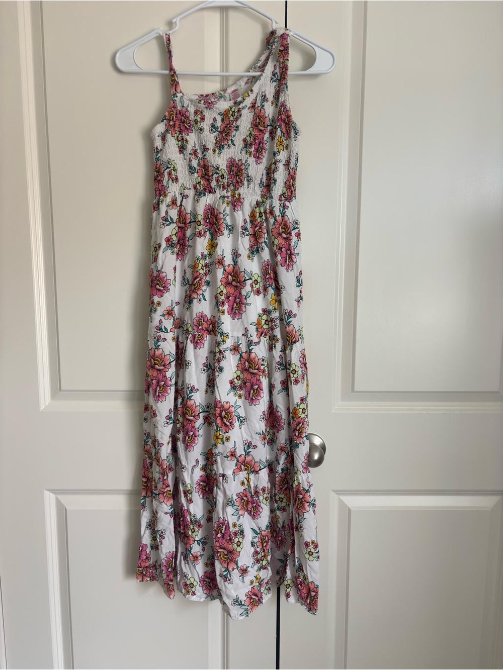 Justice White Maxi Dress with Pink Floral Print